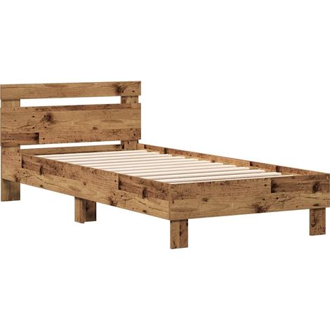 Lit simple，Lit adulte，Cadre de lit Bois Ancien 90 x 200 cm Bois d'ingénierie CFW5752072 (1/5)