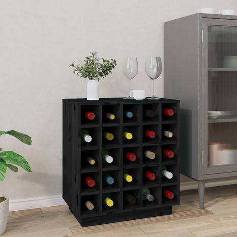 Armoire à vin-Meuble de rangement pour vin Noir 55,5x34x61 cm Bois de pin massif 407749 (1/5)