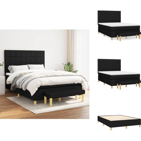 Boxspringbett mit Matratze Schwarz 140x190 cm Stoff - Boxspringbett - Doppelbett - Bett Mit Matratze - Bettsofa - Schlafsystem (1/5)
