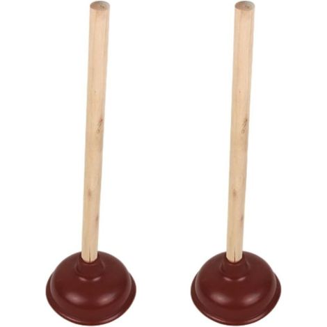 Bardusch-Lot De 2 Ventouses pour Toilettes Domestiques Bâtonnets en Caoutchouc Lisse Marron (1/5)