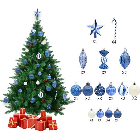 Ensemble de 40 boules de Noël, accessoires de décoration pour sapin de Noël - Bleu nuit (Dimensions de l'emballage : 191711 cm) (1/3)