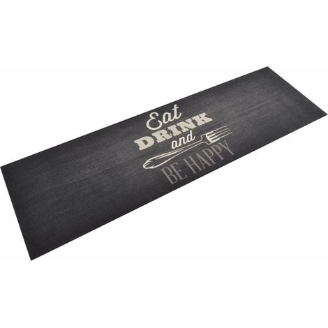 Alfombrilla de cocina lavable diseño elegante 180 x 60 cm antideslizante cómoda terciopelo negro 020046051 (1/5)