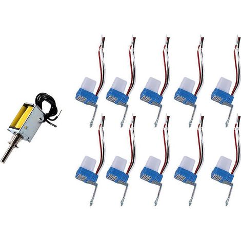 1 électroaimant à solénoïde à poussoir/tirage CC et 10 interrupteurs photoélectriques marche/arrêt automatiques (1/5)