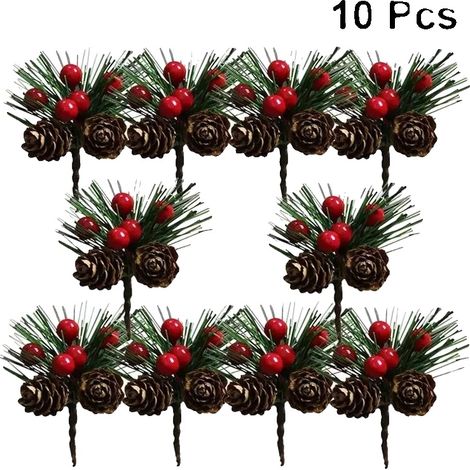 Fiori artificiali, bacche realistiche, design a pigna, 10 pezzi (1/2)