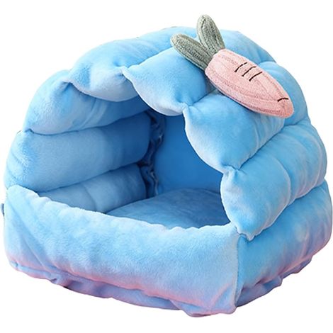 Crustacé à imprimé carotte bleue pour rongeurs – Trou de couchage doux et chaud pour cobayes, lapins et hamsters avec des détails de carotte ludiques,201915 cm (1/5)