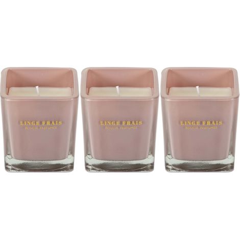 Bougie parfumée carrée Nude 7 cm (Lot de 3) Rose poudré