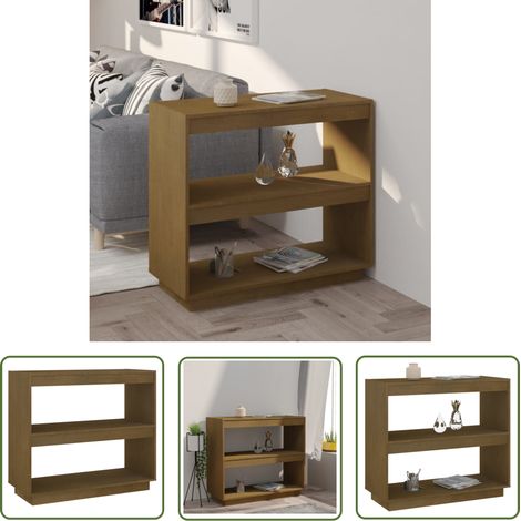 The Living Store Bibliothèque Marron miel 80x35x71 cm Bois de pin massif - Bibliothèque - Meuble De Rangement - Bibliothèque En Bois - Bibliothèque Rustique - Étagère Murale (1/5)