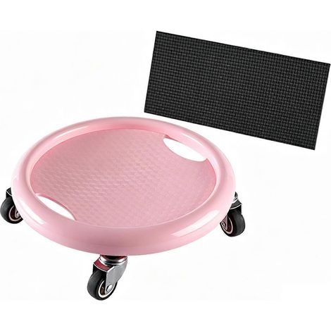 Appareil de musculation abdominale à 4 roues avec plateau coulissant et rotation à 360° - Rose (1/5)