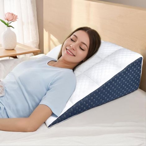 Coussin incliné pour lit, Oreiller Triangulaire Ergonomique en mémoire de Forme pour l'apnée du Sommeil, Coussin de Coin, Le ronflement, Reflux Acide, Lire, Les Jambes surélevées de 21 cm (1/5)