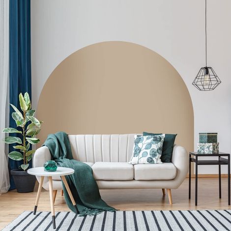 Autocollant Lit Tête de Lit Arche Stickers Muraux Papier Peint Demi Cercle pour Décoration Salon et Chambre L150 x H115 cm Taupe (1/5)