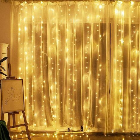 Guirlande Lumineuse Rideau 300 LED Rideau Lumineux 3M3M 8 Modes d'Eclairage Etanche IP44 Exterieur et Interieur, Decoration pour Nol, Mariage, Anniversaire, Fenêtre, Maison, Patio 31V, BLOW (1/5)