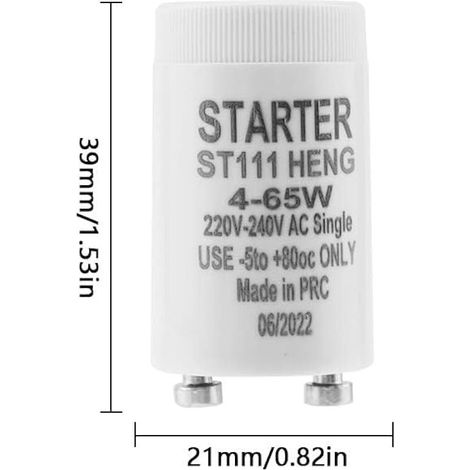 12 Pièces Ampoule Tube Fluorescent Starter ST111 Démarreur de tubes fluorescents 4-65 W pour Tubes Fluorescentes Lampes (1/4)