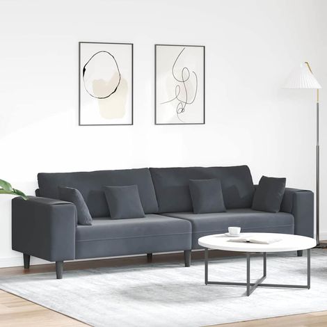 Velvet Sofa with Cushion Dark Grey 208 cm Velvet vidaXL