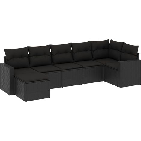 Set Divani da Giardino con Cuscini 7pz Nero Polyrattan vidaXL (1/3)