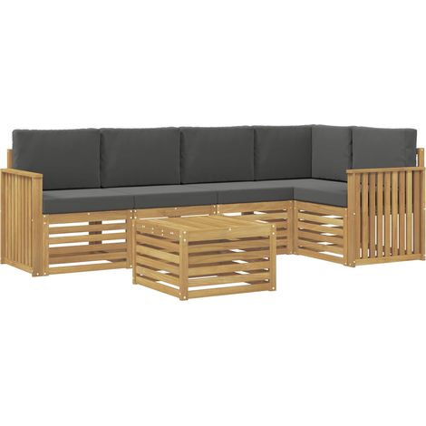 Set di divani da esterno 6 pz Bianco e Antracite Poliestere vidaXL (1/5)