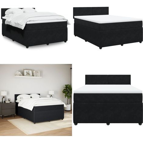 vidaXL Boxspringbett mit Matratze Schwarz 140x200 cm Samt (1/5)