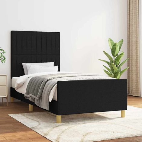 Cadre de lit sans matelas noir 90x190 cm tissu (1/5)