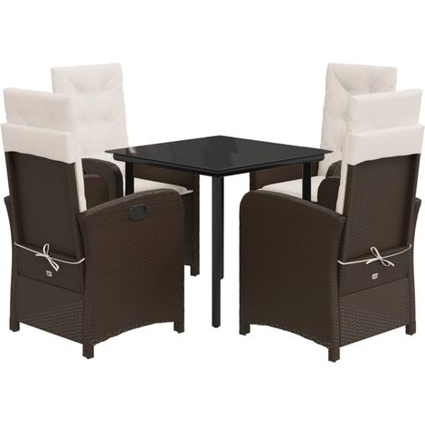 Maison Exclusive - 5-tlg. Garten-Essgruppe mit Kissen Braun Poly