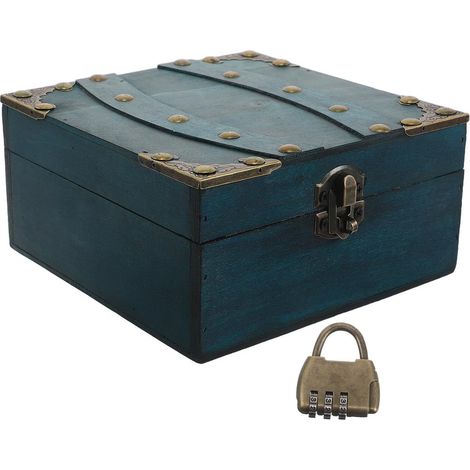 Rustic Storage Box with Combination Lock, Green Wood, Spacious Interior, Handcrafted, Ideal as a Centerpiece or Vintage Home Decor (1/5)