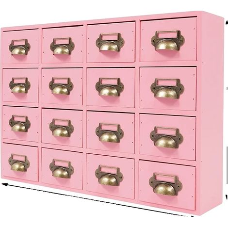 Armario de almacenamiento de diseño vintage, 16 compartimentos, rosa. (1/2)