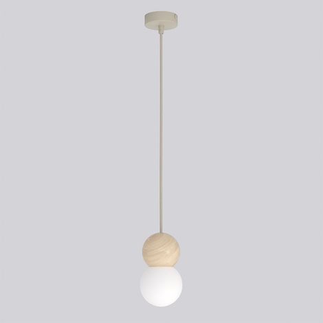 Lampada a sospensione LOOP in acciaio moka e legno (1/5)