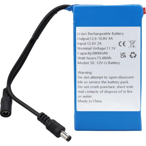 DC12V 6800mAh Batterie lithium-ion rechargeable DC5521 pour la plupart des appareils 12V, bande LED, caméra CCTV, localisateur, DVD portables, produits automobiles,Bluetooth, équipement médical (1/5)