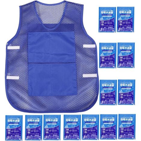 Outdoor Kühlweste mit Eisbeuteln für Herren Tragbare Polyesterfaser Arbeitsweste Austauschbare Kü... (1/5)