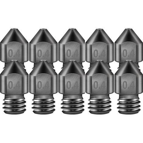 10 buses d'extrudeuse MK8 pour imprimante 3D Buses en acier trempé à haute température de 0,4 mm, compatibles avec Makerbot, Creality CR-10 Ender 3, Prusa i3 (1/5)