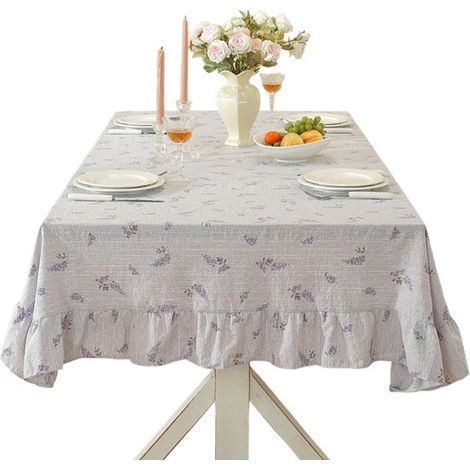 Tovaglia in stile country francese, poliestere effetto cotone, non impermeabile, antiscivolo, resistente, antipolvere, con volant. Per (1/5)