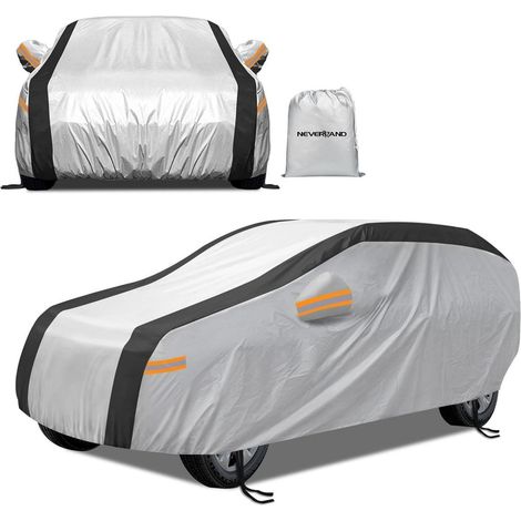 Autoabdeckung L 485x190x180cm wasserdicht reflektierend 210D Oxford Silber/Schwarz (1/5)