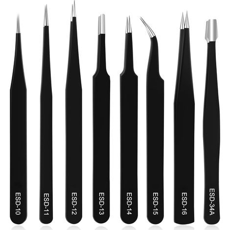 Tweezers, Stainless Steel, Anti-static ESD, Electronic Repair, Precision, Jewelry, Laboratory (1/5)