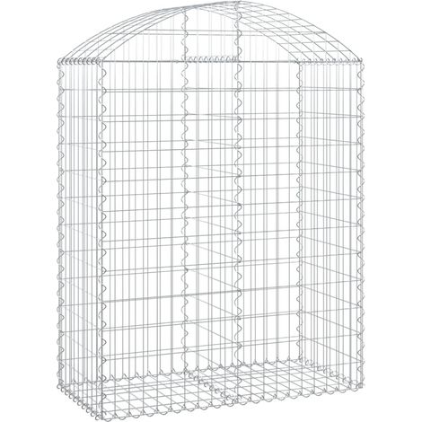 Cerca de jaula de gaviones Muro de contención arqueado 100 x 50 x 120/140 cm hierro galvanizado Plata 020039961