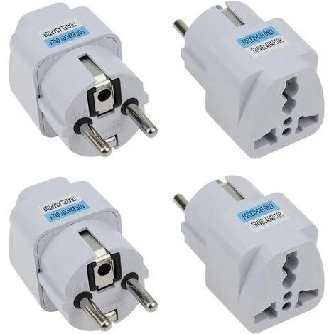 Adaptateur Voyage Universel - Prise Europe Type E/F - Compatible Types A/B G I J L - 500 W 10 A - Certifié CE et RoHS - Lot de 4 (1/5)
