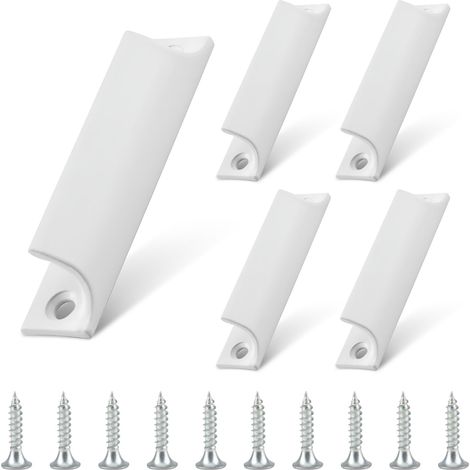 Ensemble de 5 poignées de porte extérieure blanches, poignée de porte-fenêtre, poignée de porte en alliage d'aluminium, avec vis