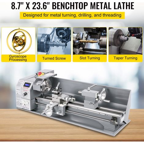Tour à Métaux Mini de Haute Précision 220x600 mm, 750 W Électronique Professionnel de Vitesse Variable 50-3000 tr/min, Tour de Frai… (1/5)