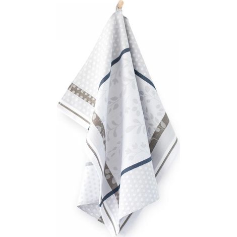 Strofinaccio da cucina in cotone egiziano 50x70 cm, fantasia floreale, grigio (1/2)