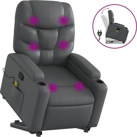 Fauteuil de massage inclinable en similicuir gris (1/5)