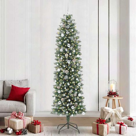 vidaXL Árbol Navideño Artificial Delgado Verde y blanco 240 cm (1/5)