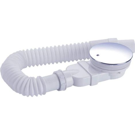 Receveur de douche 90 mm, extra plat, auge de douche, bonde avec système anti-odeurs, filtre cheveux, flexible, couvercle chromé, monobloc, blanc, pour salle de bain, cuisine. (1/5)