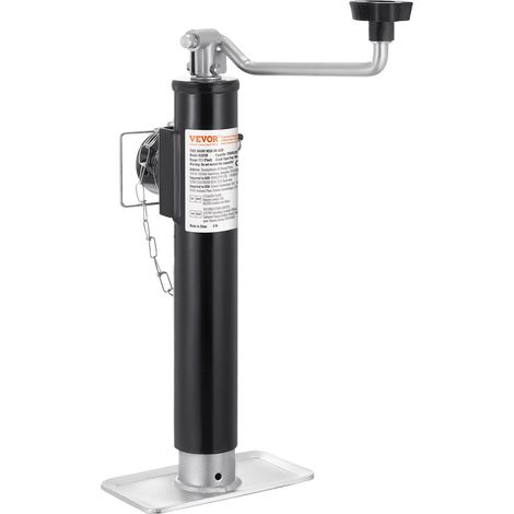 VEVOR Cric per Rimorchio, Capacita di Carico Dinamico 907 kg Cric Girevole per Rimorchio, Montaggio su Tubo Saldato, Supporto per Cric per Rimorchio con Sollevamento 254 mm con Maniglia per Rimorchio