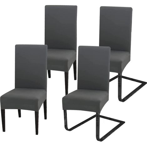 Stuhlhussen 4er Set Dunkelgrau Stretch Polyester Universal für Esszimmer & Bankett (1/5)
