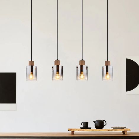 [NEUWERTIG] B-Ware Globo Hängeleuchte Pendelleuchte Lampe Rauchgrau Mdf Länge 105 Cm Braun