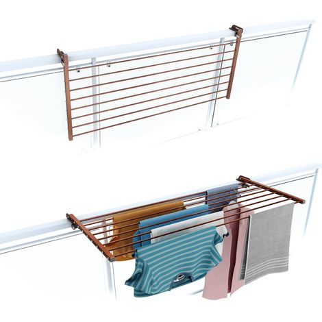 étendoir à Linge Balcon et Garde Corps, Pliable, 118 cm (1/5)