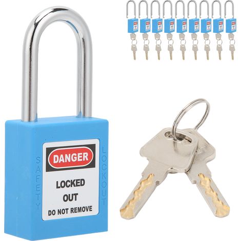 10 jeux de cadenas de sécurité de 1,5 pouce, verrou isolé anticorrosion pour poutre en acier, destiné à la fabrication de machines industrielles (bleu) (1/5)