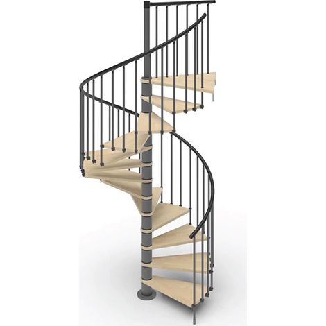 Spindeltreppe mit 13 stufenanzahl - Zu erreichend Höhe 2.67 à 3.12m - Durchmesser 160cm - Holz und weiß - PHOLA160/SAMNAT-13