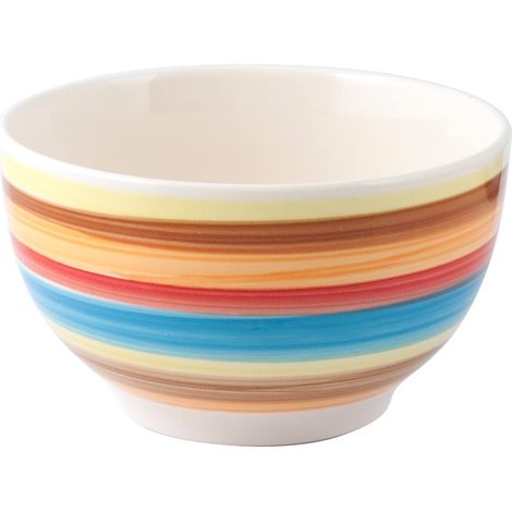 Lot de 6 Bols à Petit-Déjeuner en Stoneware 100 Lignes 14,5 cm Couleurs Assorties Compatibles Micro-ondes et Lave-Vaisselle (1/5)