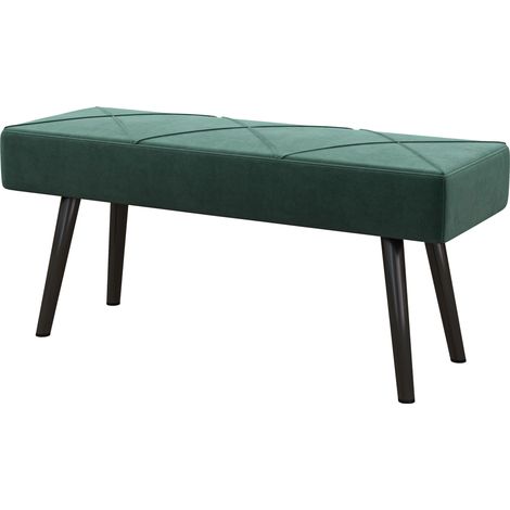 Gepolsterte Bank mit Samtbezug, grün, 100 x 36 x 45 cm, mit Staufach, Sitzgelegenheit für Schlafzimmer oder Eingangsbereich