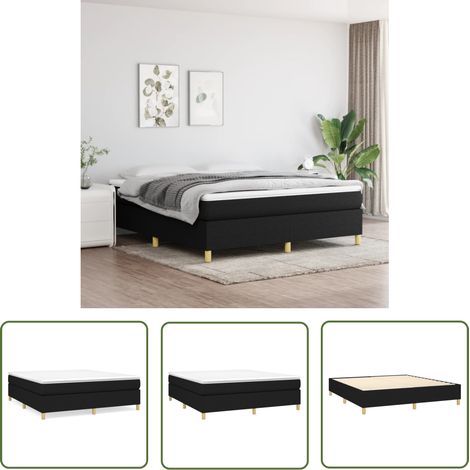 The Living Store Boxspringbett mit Matratze Schwarz 160x200 cm Stoff - Boxspringbett - Doppelbett - Bettenrahmen - Matratze - Matratzenauflage (1/5)