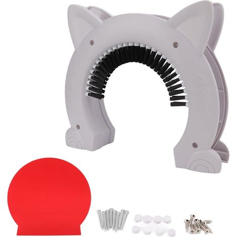 Porte Pour Chat - Brosse De Toilettage Intégrée - Pour Porte Pleine Ou À Panneaux - 22.5 X 26.5 X 5.5 Cm - 1 Pièce (1/5)