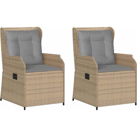 Banc de jardin,Banquette de jardin,Chaise avec coussin 2 pcs Beige Poly rotin CFW87146 (1/5)